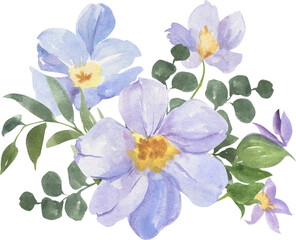 Fototapeta na wymiar Spring bouquets of flowers watercolor, flower paintings.