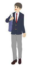 漫画風_生徒_男子_見上げ