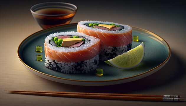 Tuna maki food photography photorealistic detailed