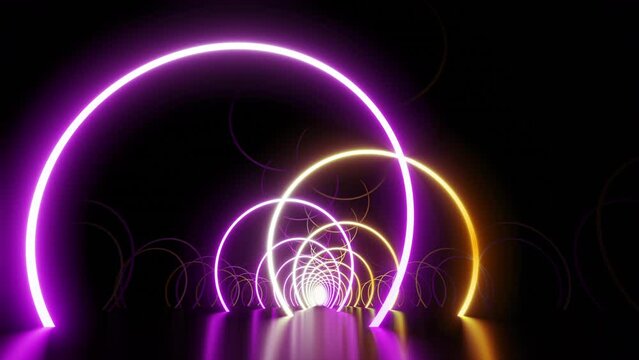 eon Line Tunnel glowing　Fluorescent light corridor stage CG background