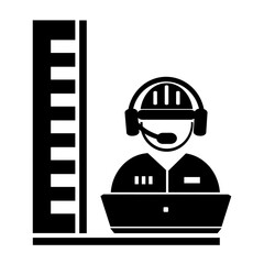 Vector illustration, logo, icon from the field of construction, industry and mechanical engineering. Engineer. Contractor. Isolated on a white background.