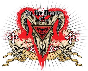 Gothic sign with skull, grunge vintage design t shirts

