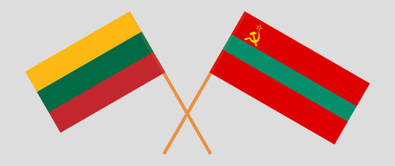 Crossed flags of Lithuania and Transnistria. Official colors. Correct proportion