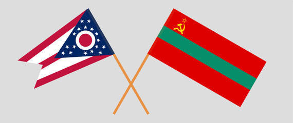 Crossed flags of the State of Ohio and Transnistria. Official colors. Correct proportion