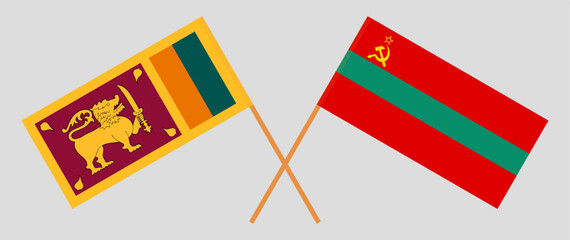 Crossed flags of Sri Lanka and Transnistria. Official colors. Correct proportion