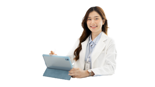 Businesswoman using laptop to work, Asian woman working in the office, Financial clerk or accountant with documents and equipment working on the desk, Using tablet for financial transactions.