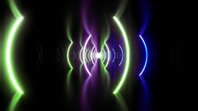 eon Line Tunnel glowing　Fluorescent light corridor stage CG background