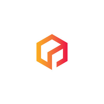 P Hexagon Logo Design. Box Logo Icon