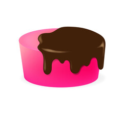Pink Tart with Melted Chocolate on Top