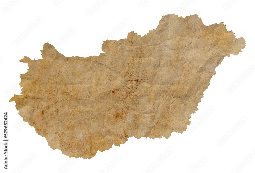 Wall mural map of hungary on old brown grunge paper