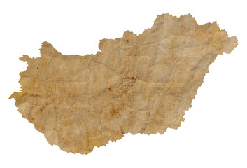 map of Hungary on old brown grunge paper