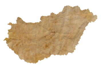 map of Hungary on old brown grunge paper