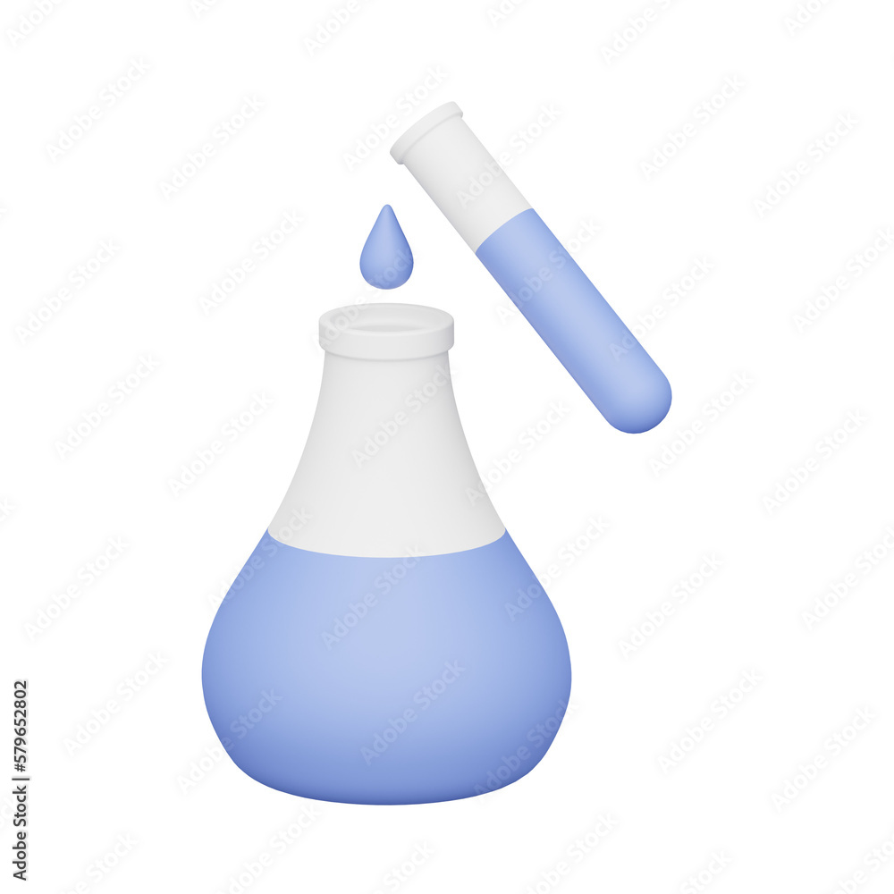 Poster flask 3d realistic object design vector icon illustration