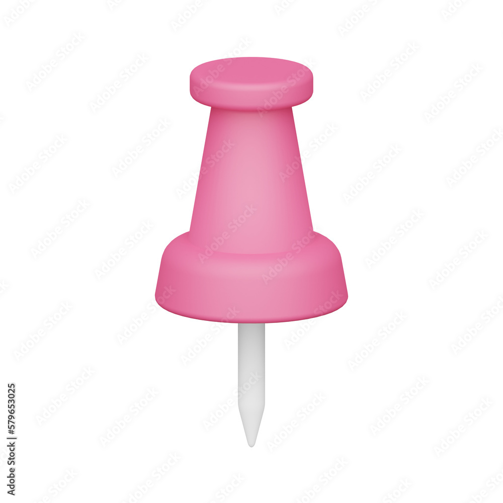 Poster push pin 3d realistic object design vector icon illustration
