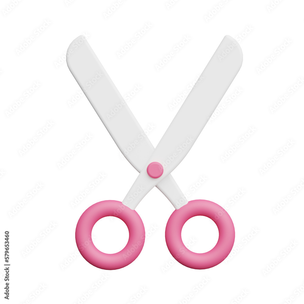 Poster scissors 3d realistic object design vector icon illustration