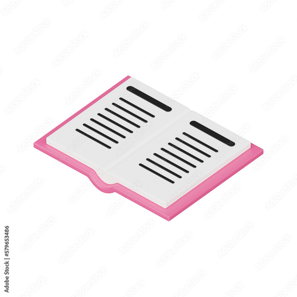 Poster open book 3d realistic object design vector icon illustration