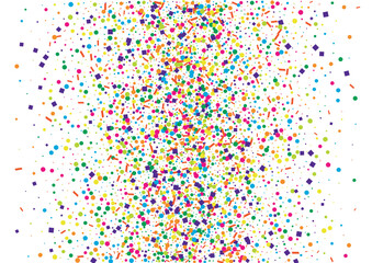 Multicolored Dot Background White Vector. Geometric Event Illustration. Colorful Party. Bright Polka Isolated. Element Falling Frame.