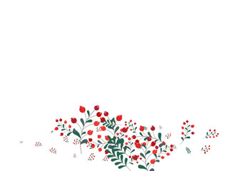 Pink Leaf Background White Vector. Herb Floral Design. Burgundy Berries Organic. Seamless Template. Foliage Autumn.