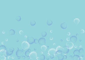 Navy Snail Background Blue Vector. Scallop Watercolor Textile Card. Abstract Wallpaper. Ultramarine Shell Marine Pattern.