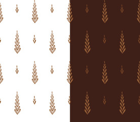 Set of vector simple patterns with stems with foliage. Collection of natural textures with leaves. Wallpaper with stems.