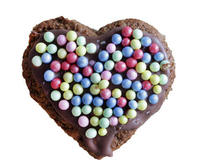 Cookie in heart shape on cutout on transparent background