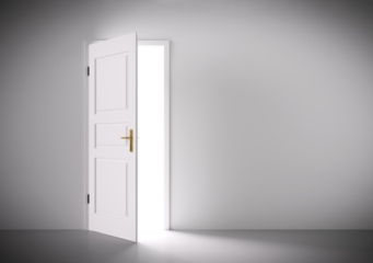 Open door with transparent interior inside