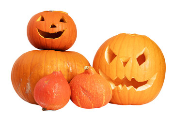 Halloween pumpkins isolated transparent white