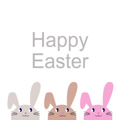 Cute Spring Colorful Easter Bunnies Vector