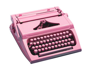 Retro pink typewriter isolated on transparent white