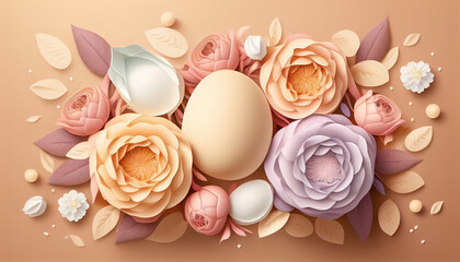 Rose and Egg Still Life for Springtime Design Projects Generative Ai