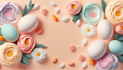 Elegant Rose and Egg Illustration for Greeting Card Generative Ai