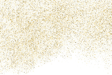 Fototapeta na wymiar Gold Glitter Texture Isolated On White. Goldish Color Sequins. Celebratory Background. Golden Explosion Of Confetti. Vector Illustration, Eps 10.