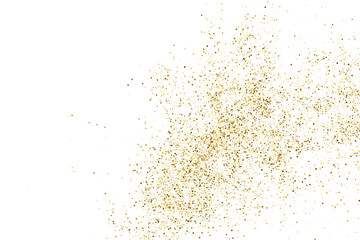 Gold Glitter Texture Isolated On White. Goldish Color Sequins. Celebratory Background. Golden Explosion Of Confetti. Vector Illustration, Eps 10.
