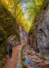 Gola dell'Infernaccio (Italy) - Gole dell'Infernaccio canyon and Eremo di San Leonardo sanctuary,...