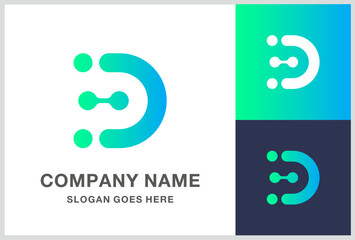 Monogram Letter D Digital Link Connection Technology Computer Business Company Stock Vector Logo Design Template