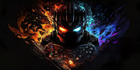 abstract dark gamer background, generative ai