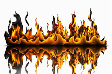 Flames of fire isolated on white background. Generative AI