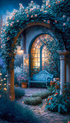 Fototapeta premium Enchanting Garden Scenes Fairytale Backdrop Garden Backdrops | AI Generated 