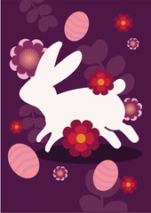 Bunny Easter Pattern With Purple Background
