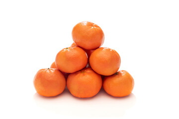Heap of tangerines isolated on white background   