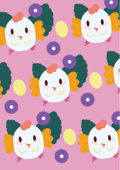 Obraz premium Face Bunny Easter Pattern With Pink Background 