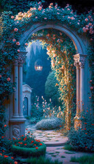 Fototapeta premium Enchanting Garden Scenes Fairytale Backdrop Garden Backdrops | AI Generated 