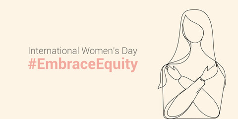 #EmbraceEquity. Women's Day vector illustration. Women's Day banner. International Women's Day. International womens day. 2023 womens day. Line art drawing.8 March.
