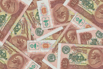 Transnistrian banknotes. Close up money from Transnistria. Transnistrian ruble.3D render