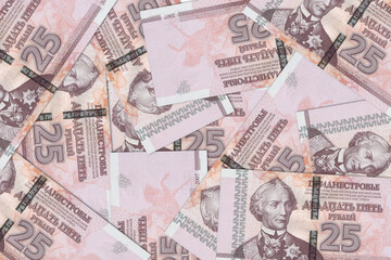 Transnistrian banknotes. Close up money from Transnistria. Transnistrian ruble.3D render