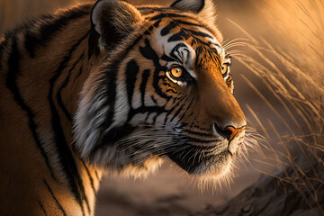 Obraz premium portrait of a tiger created with Generative AI technology