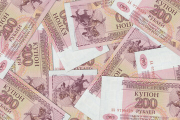 Transnistrian banknotes. Close up money from Transnistria. Transnistrian ruble.3D render
