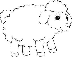 Sheep Isolated Coloring Page for Kids