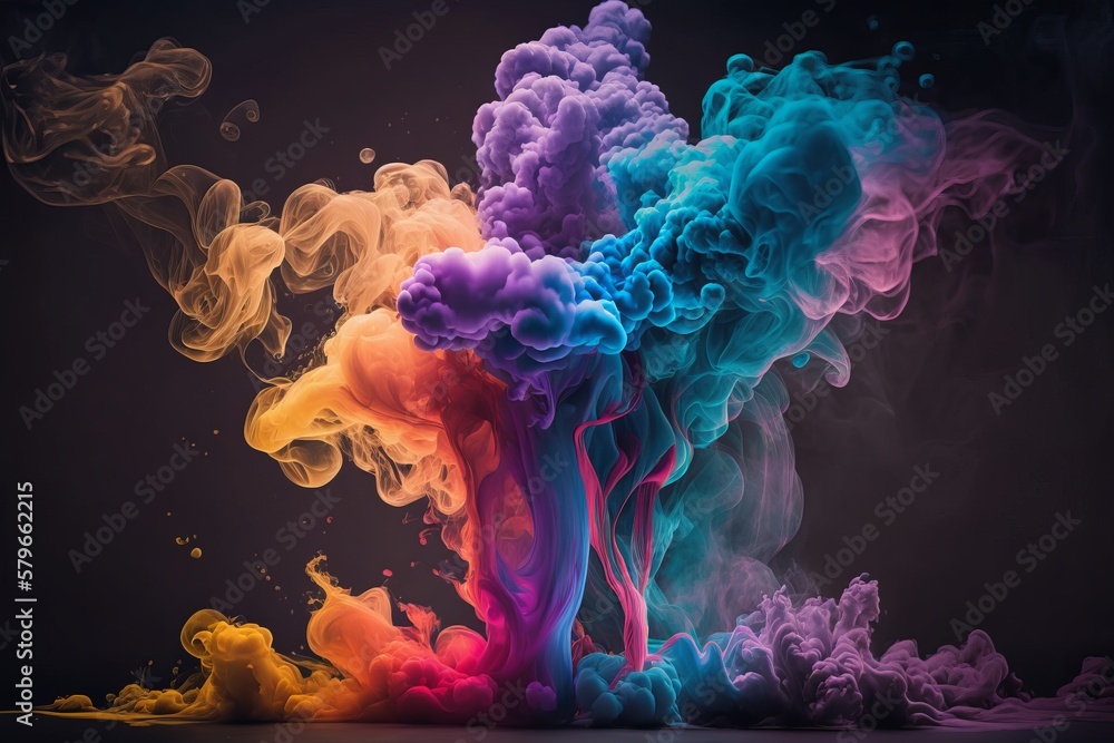 Aufkleber color bomb, shiny glitter clouds with colorful particles, background, abstract created with. generat