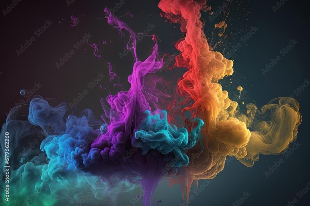 Poster color bomb, shiny glitter clouds with colorful particles, background, abstract created with. generat